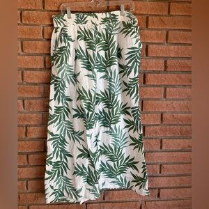 Tropical Green Leaf Maxi Skirt